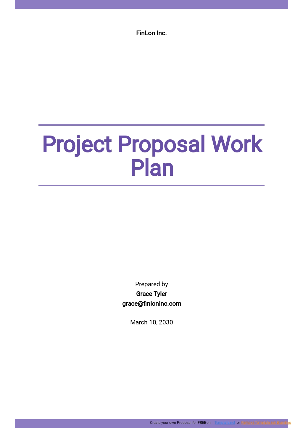 Project Proposal Work Plan Template - Google Docs, Word, Apple Pages ...