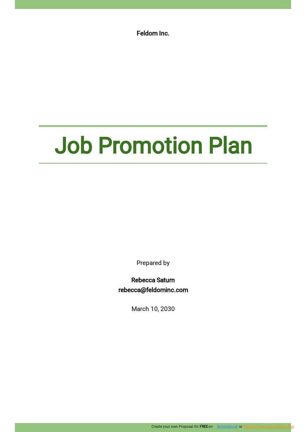 Job Promotion Plan Template