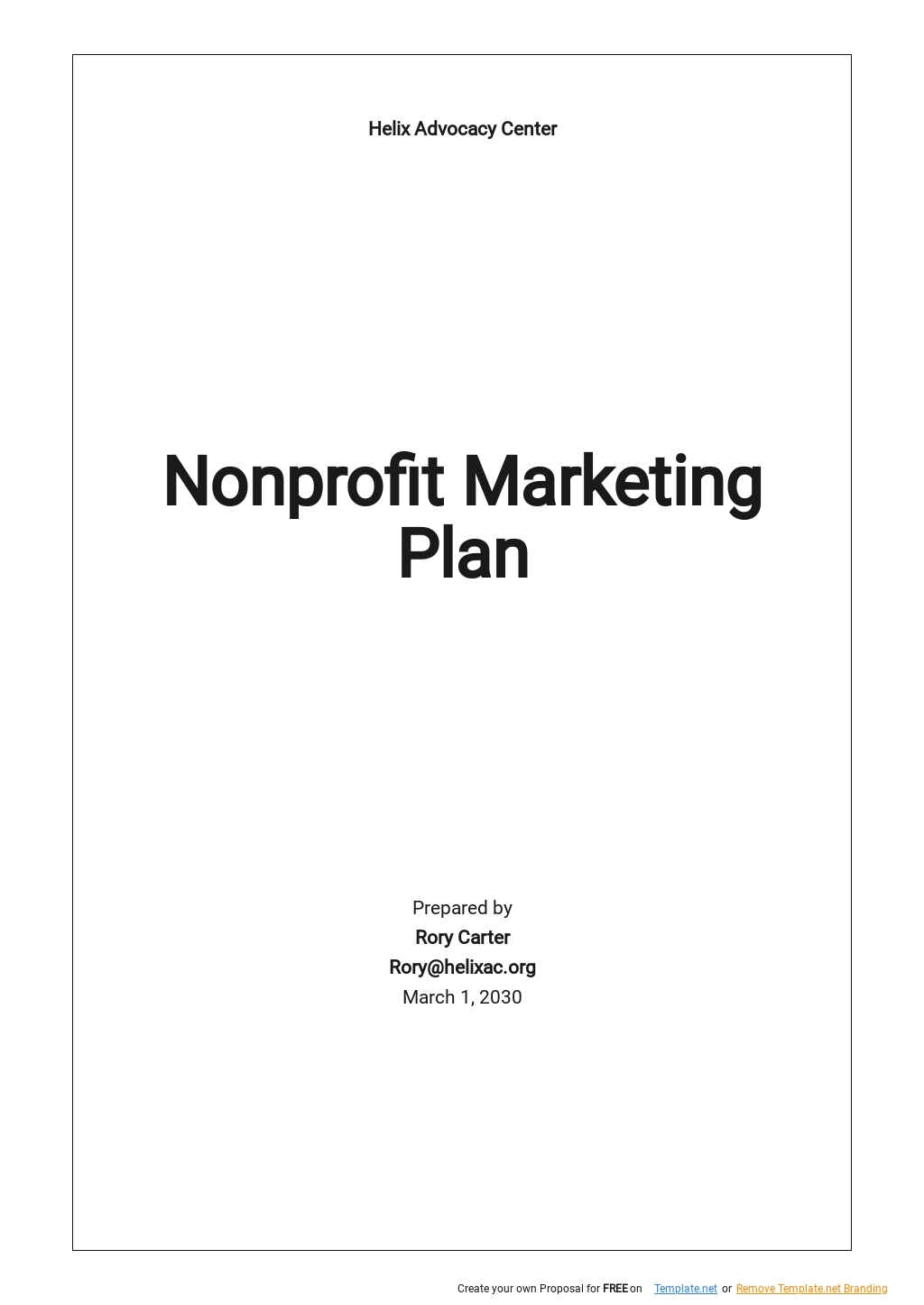 Simple Nonprofit Marketing Plan Template Free PDF Google Docs Word