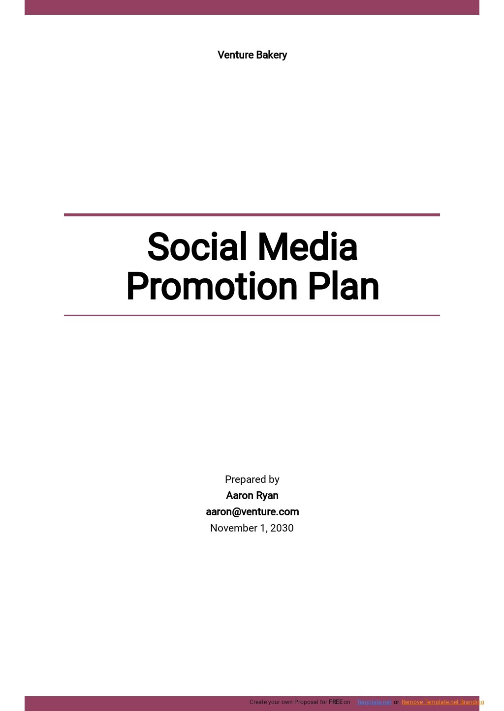Social Media Promotion Plan Template