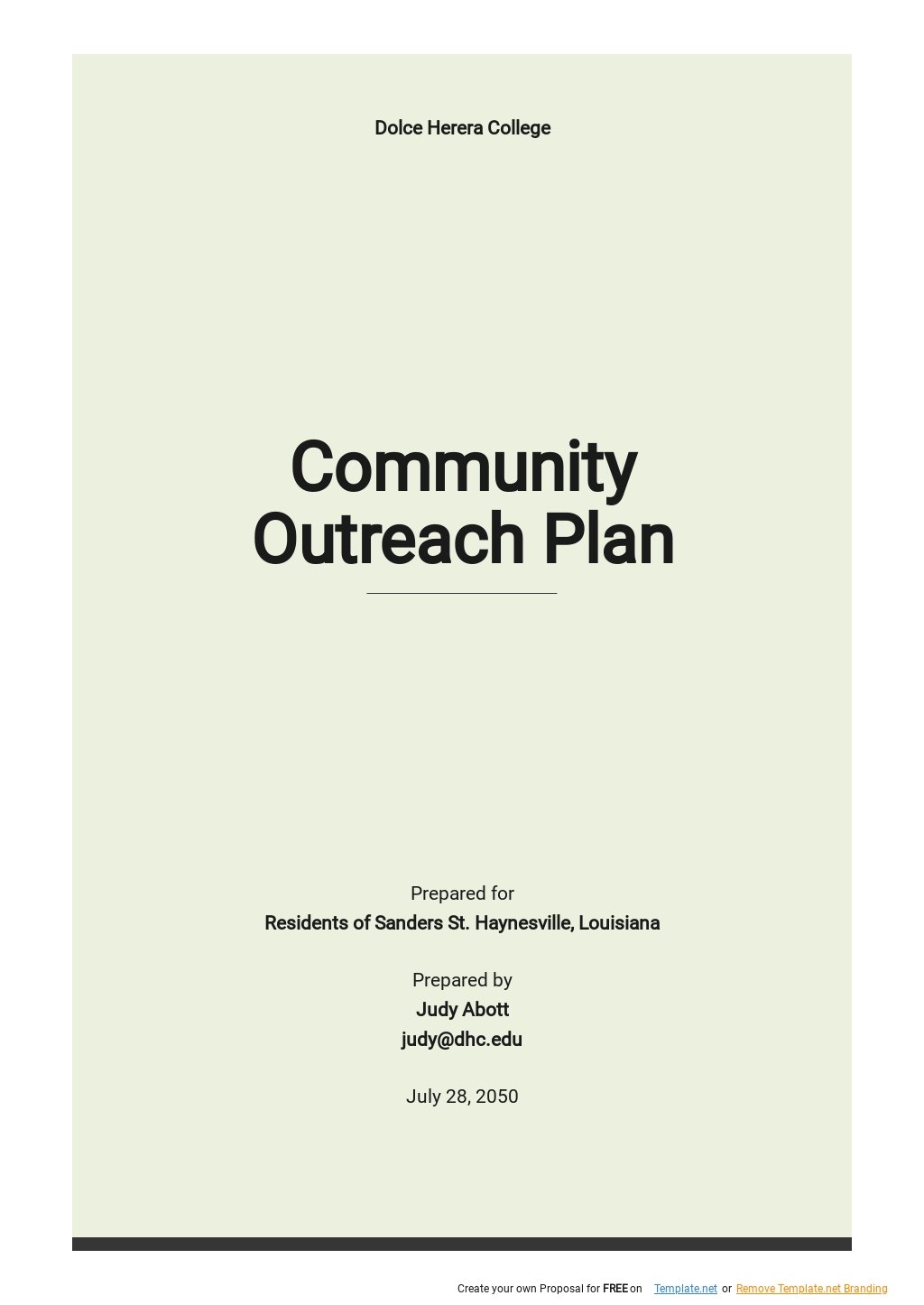 Community Outreach Plan Template