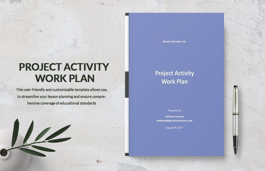 Project Activity Work Plan Template in Word, Google Docs, Apple Pages