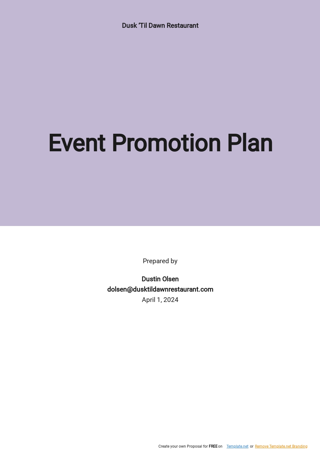 Event Promotion Plan Template