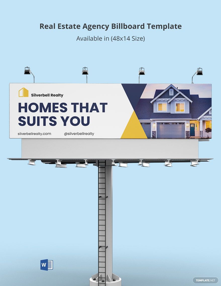 Real Estate Agency Billboard Template in Word, Google Docs, Publisher
