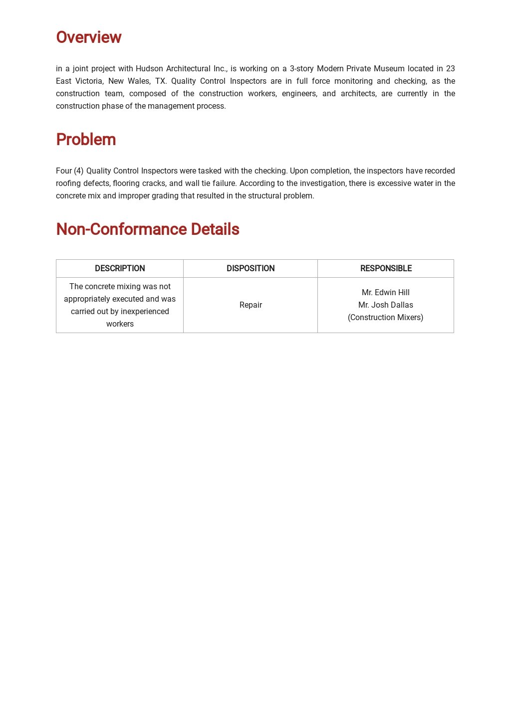 Free Quality Nonconformity Report Template 1.jpe