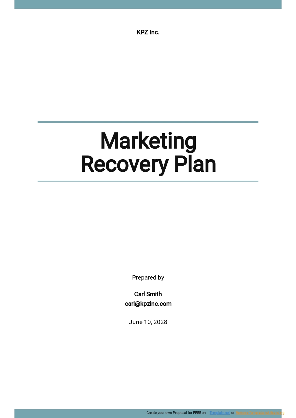 Marketing Recovery Plan Template