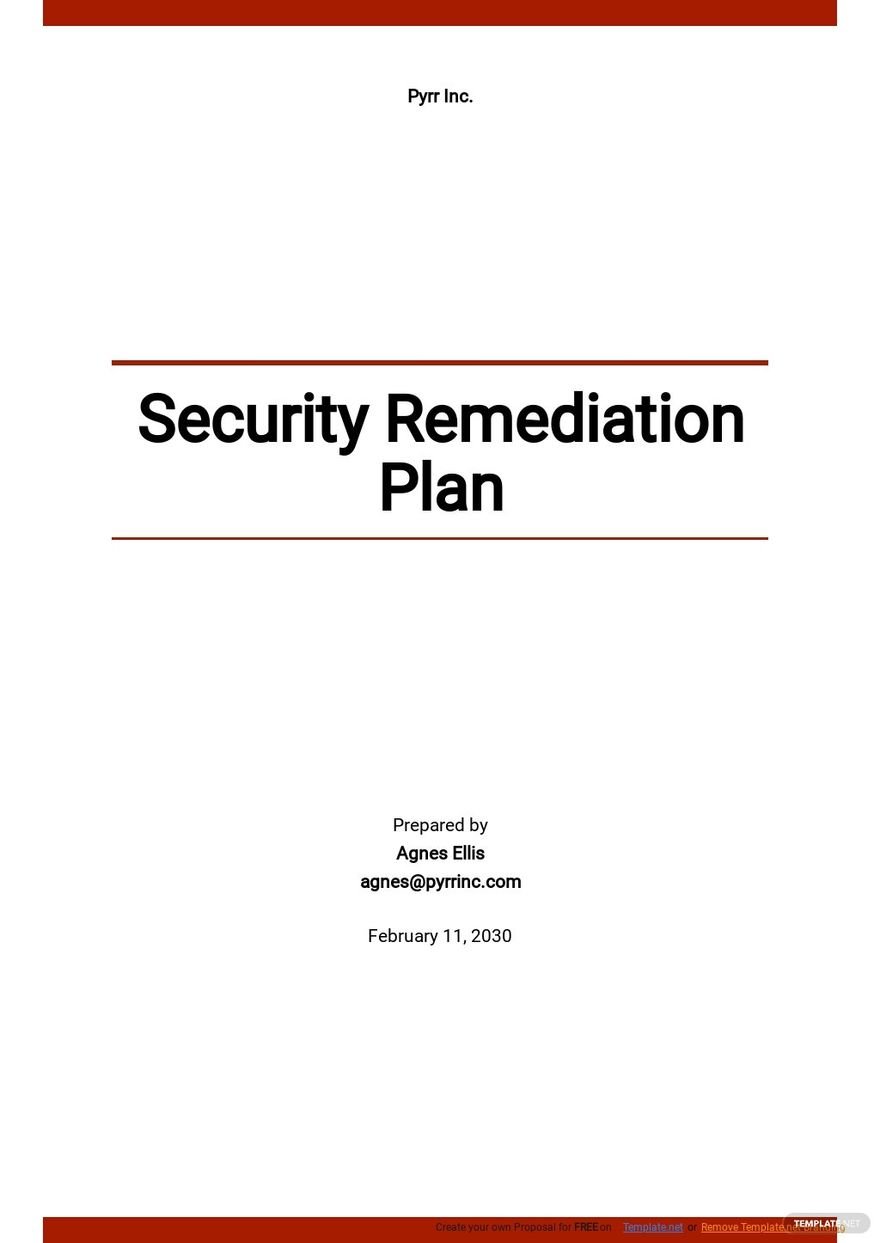 Security Remediation Plan Template