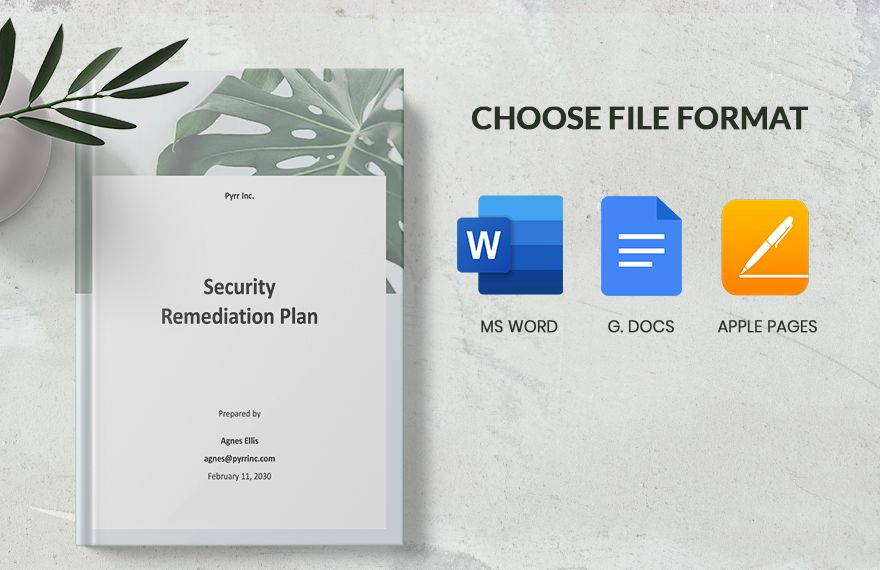 Security Remediation Plan Template in Word Google Docs Pages