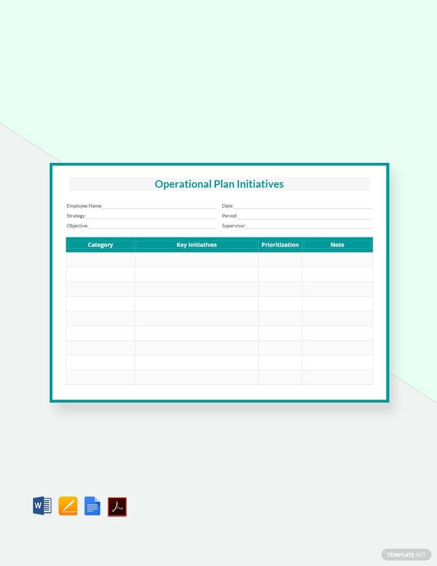 Free Operational Plan Initiatives Template