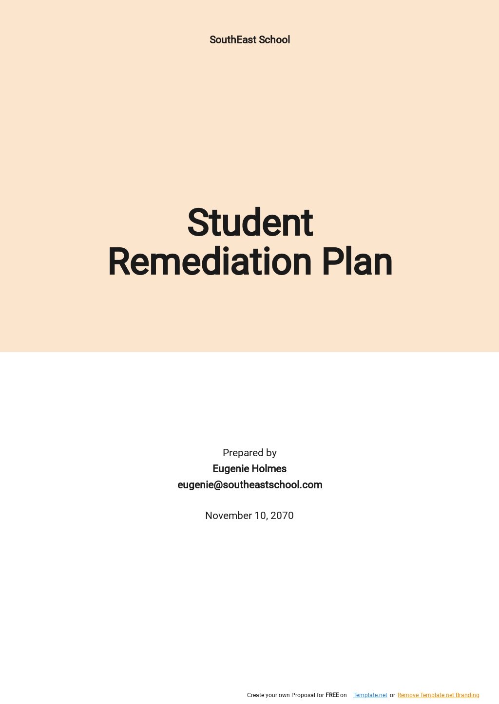 Free Student Remediation Plan Template