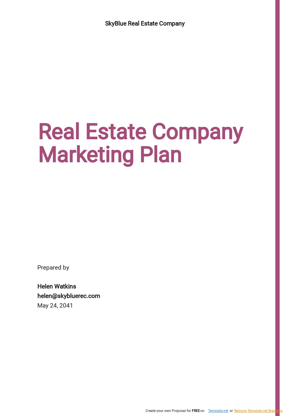 Real Estate Company Marketing Plan Template