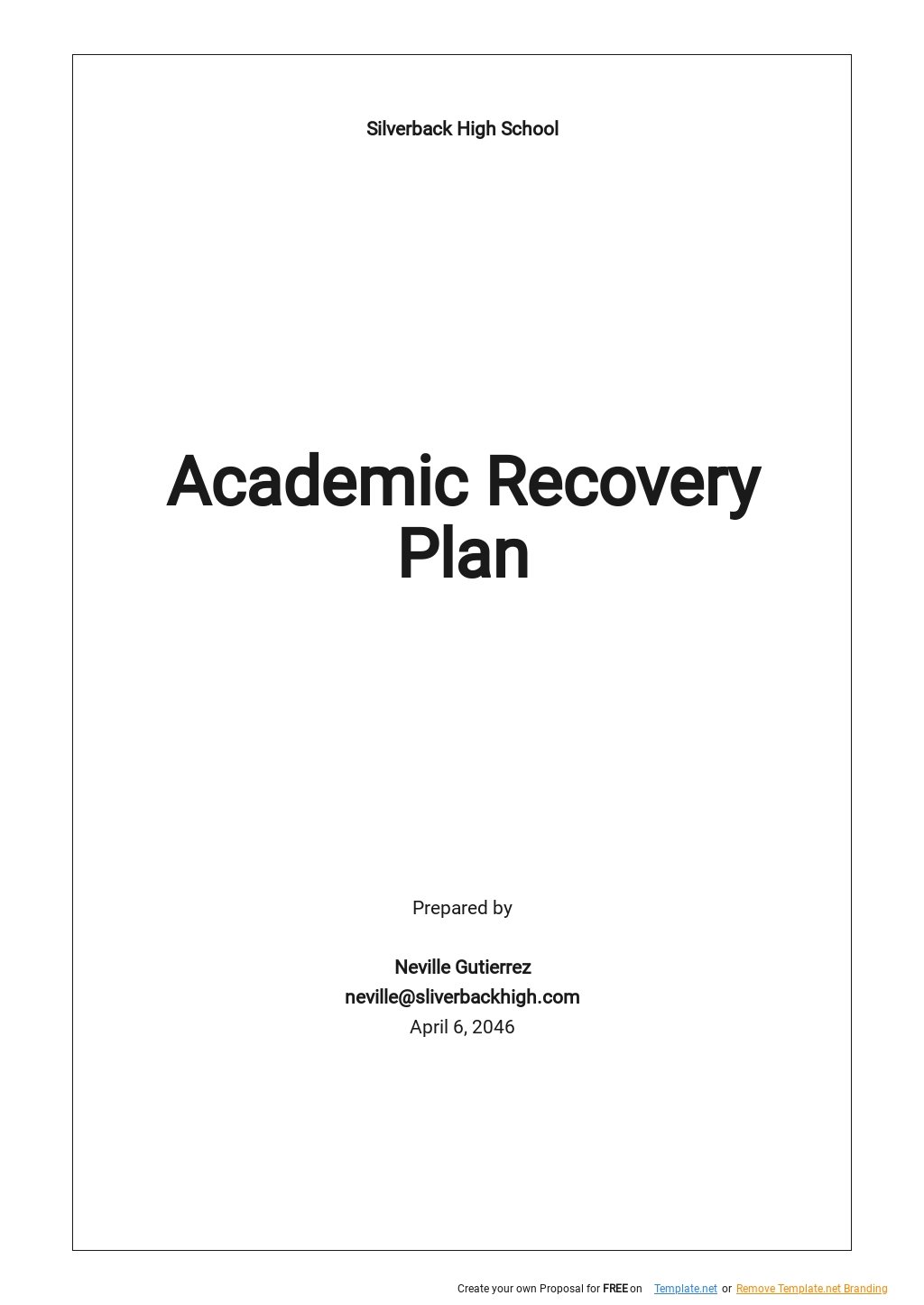 Academic Recovery Plan Template