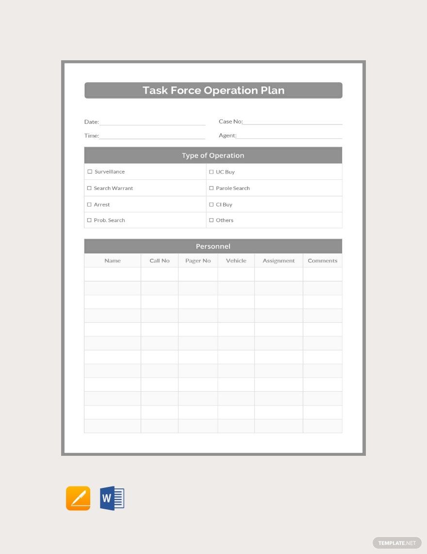 Task Force Operation Plan Template