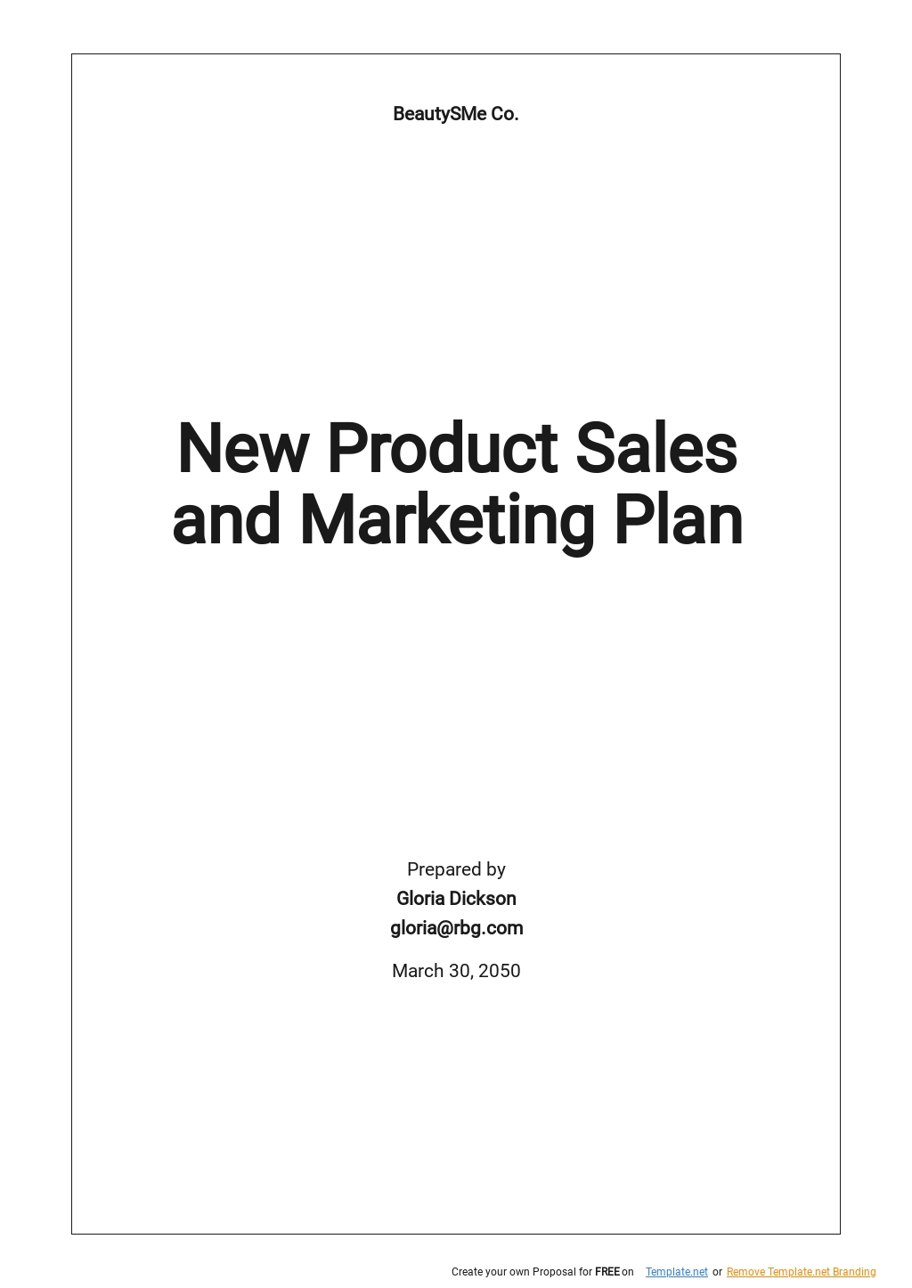 Free New Product Sales and Marketing Plan Template