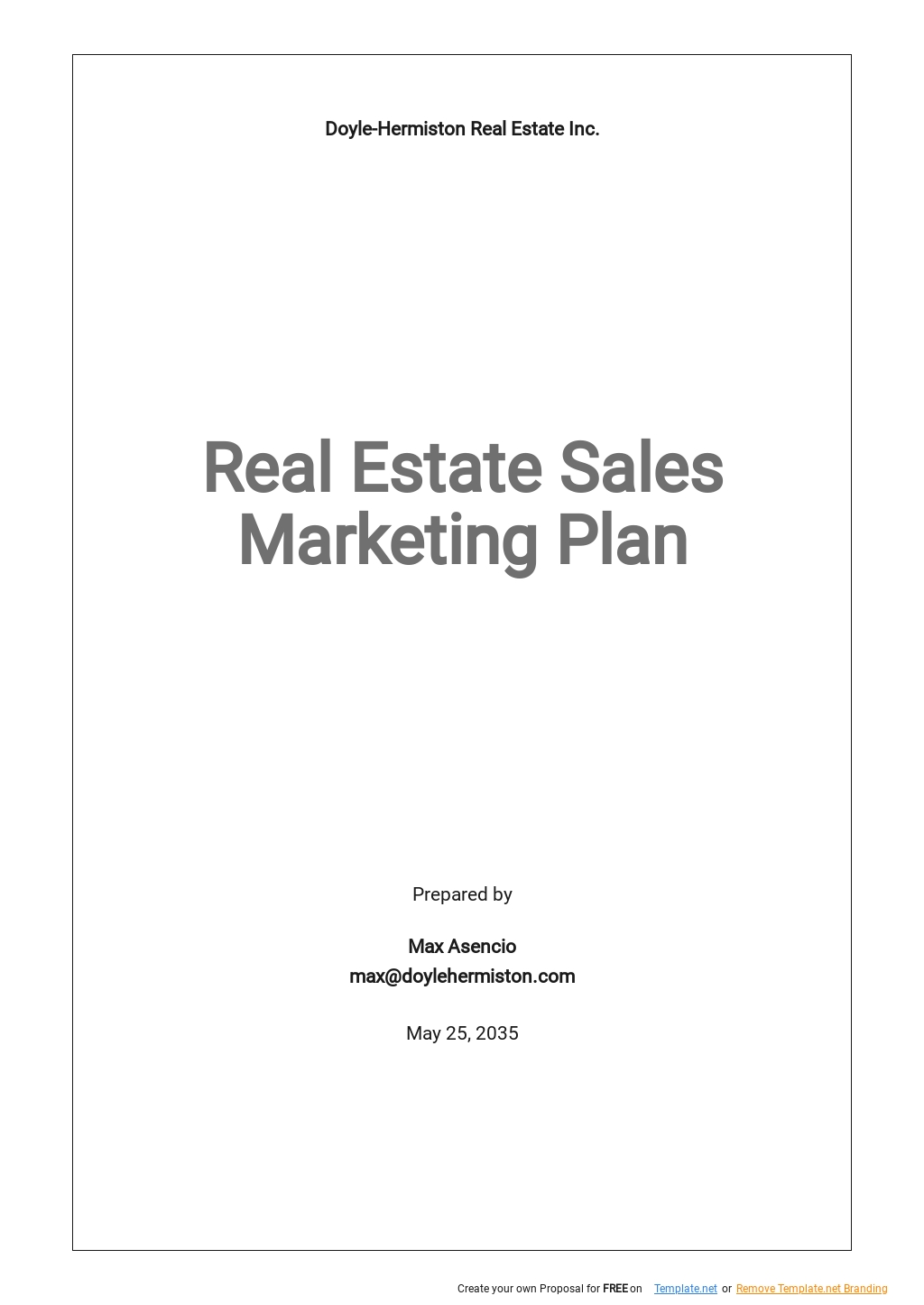 Real Estate Marketing Plan Template Google Docs Word Apple Pages