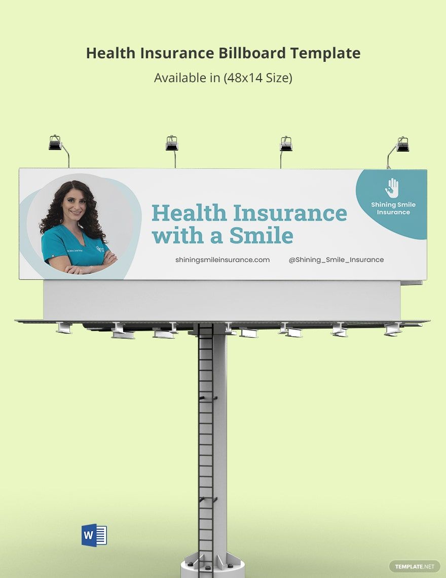 Health Insurance Billboard Template in Word, Google Docs, Publisher