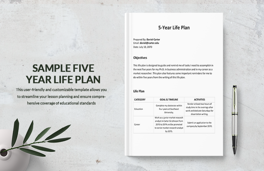 Free Sample Five Year Life Plan Template