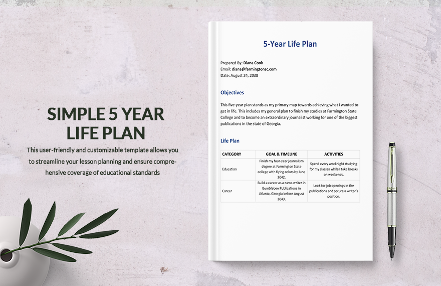 Simple 5 Year Life Plan Template