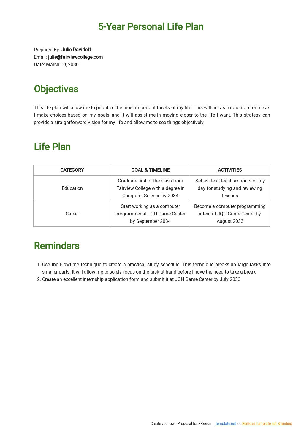 Strategic Life Plan Template Google Docs, Word, Apple Pages, PDF