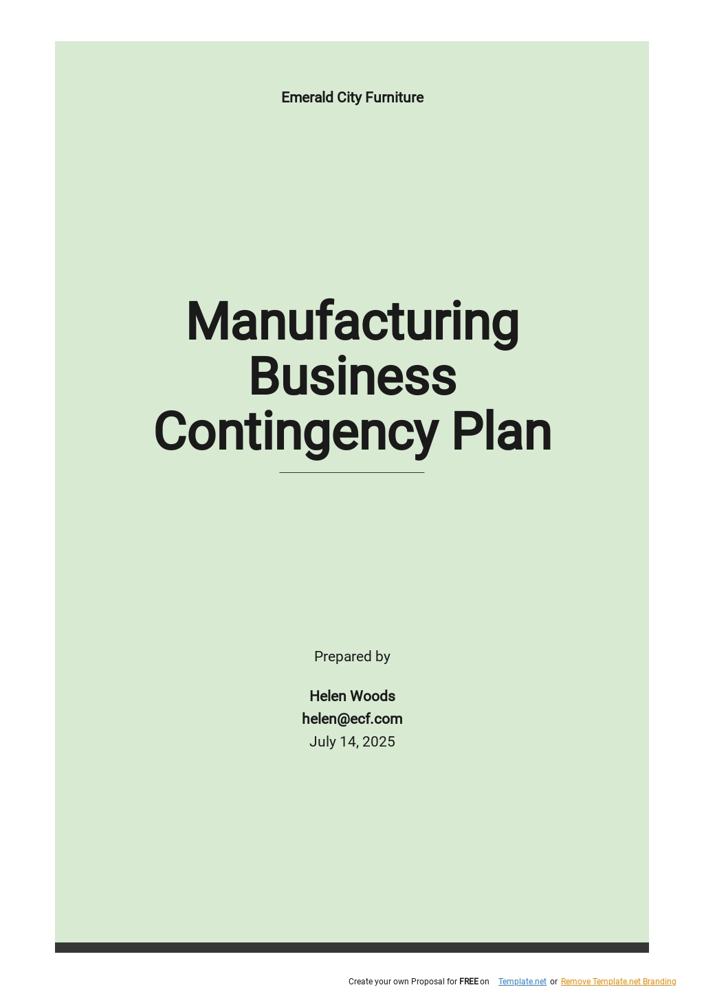 business plan manufacturing