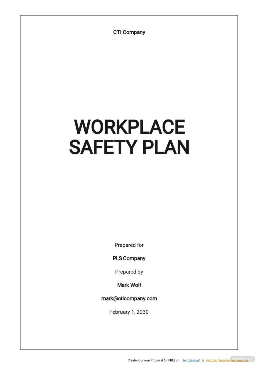 Workplace Safety Action Plan Template Google Docs Word Apple Pages