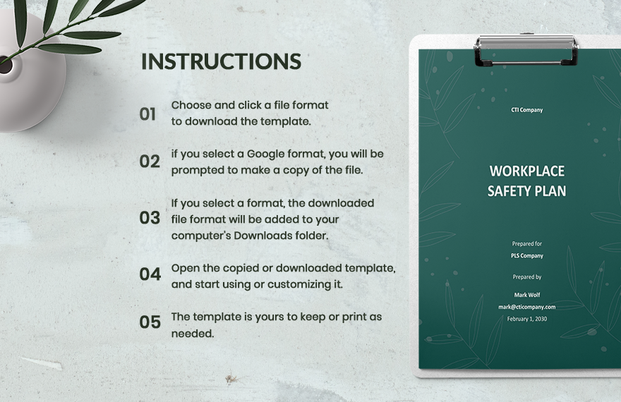 Workplace Safety Plan Template