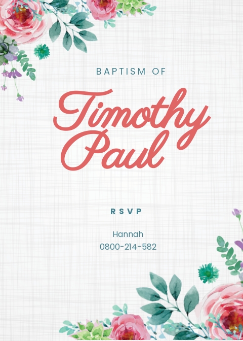 Simple Baptism Invitation Card Template [Free JPG] - Word, Apple Pages, PSD, Publisher