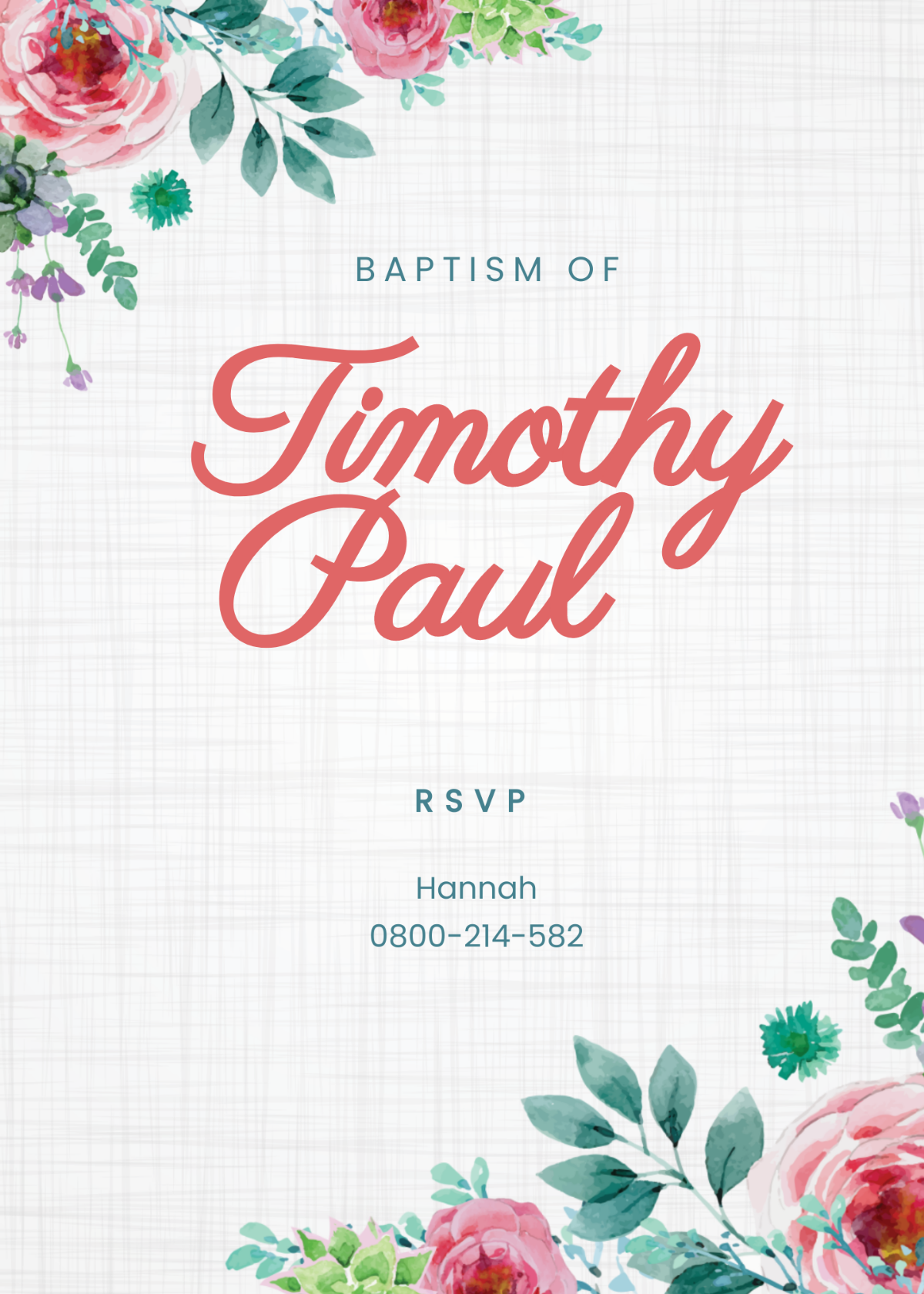 Simple Baptism Invitation Card Template