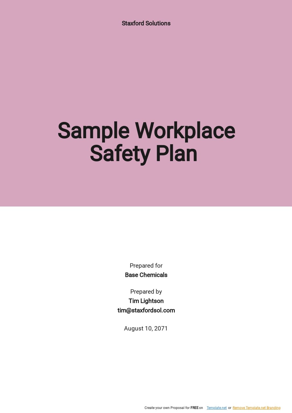 workplace safety plan template