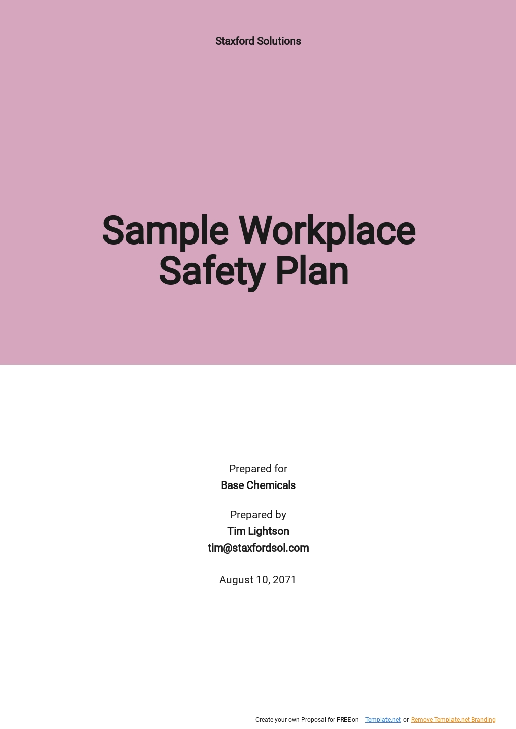 Workplace Safety Action Plan Template Google Docs Word Apple Pages
