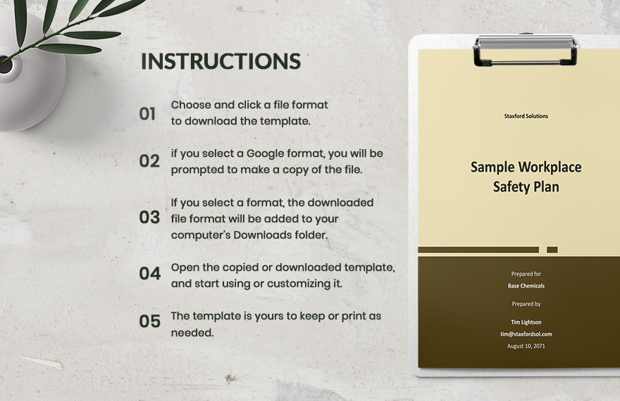 Sample Workplace Safety Plan Template