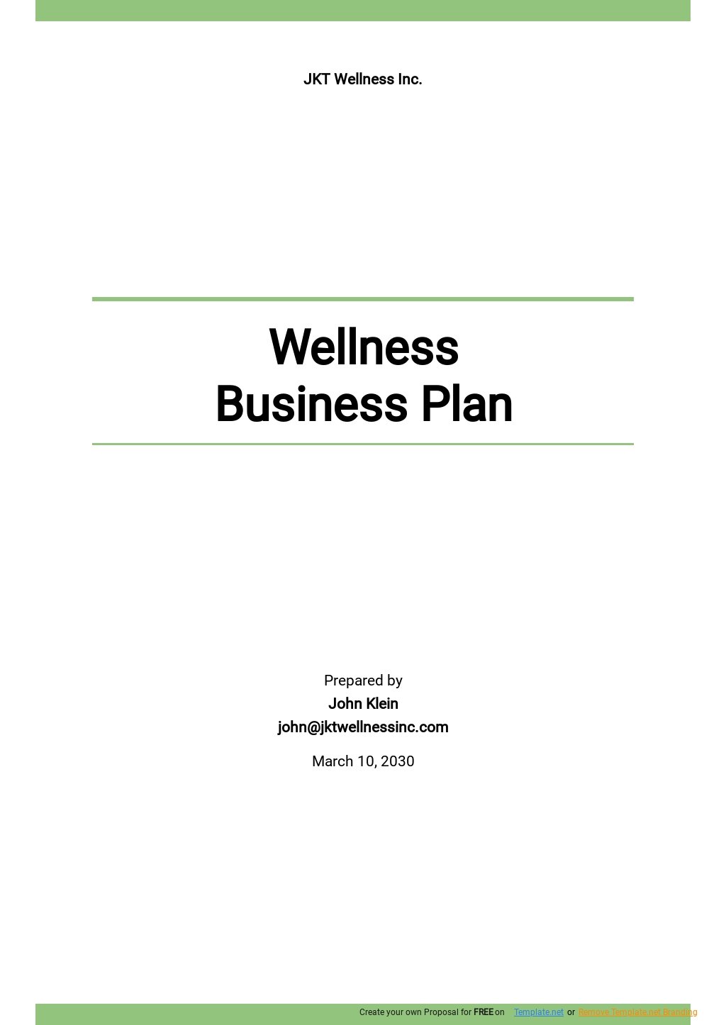 Wellness Business Plan Template