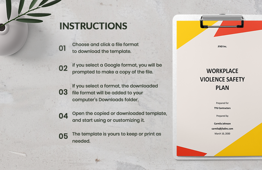Workplace Violence Safety Plan Template