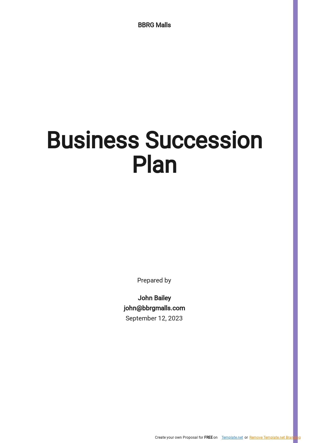 Free Sample Business Succession Plan Template