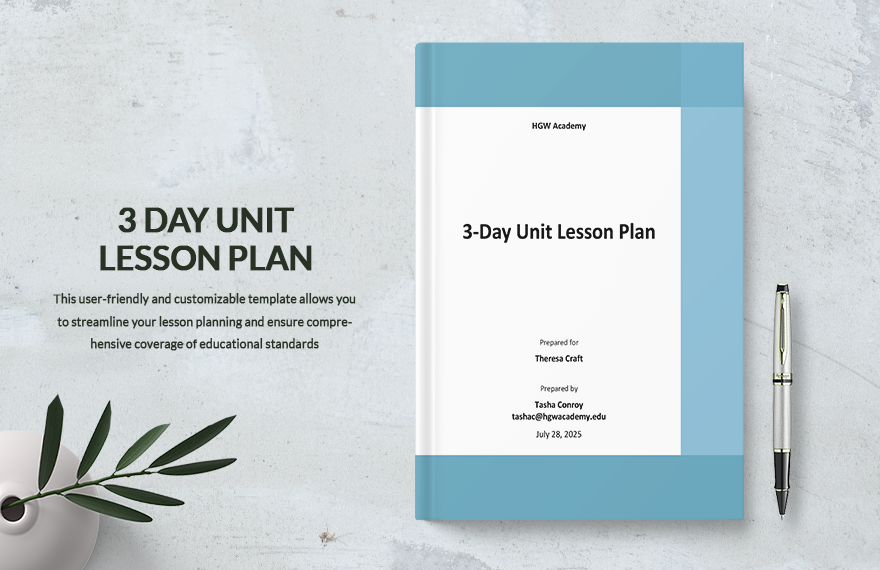 3 Day Unit Lesson Plan Template