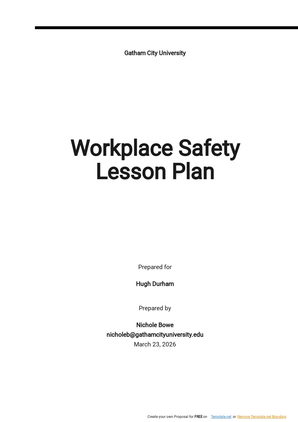 Workplace Safety Plan Templates Documents Design Free Download