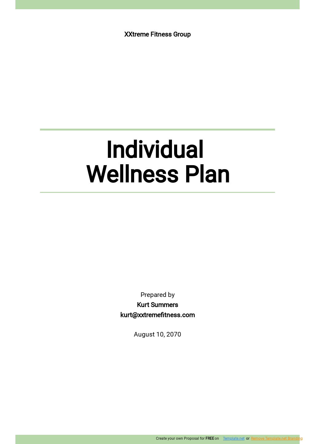 Free Individual Wellness Plan Template