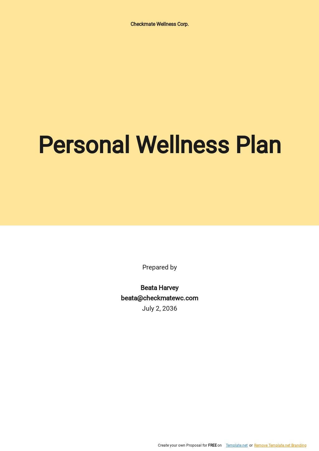 Personal Wellness Plan Template