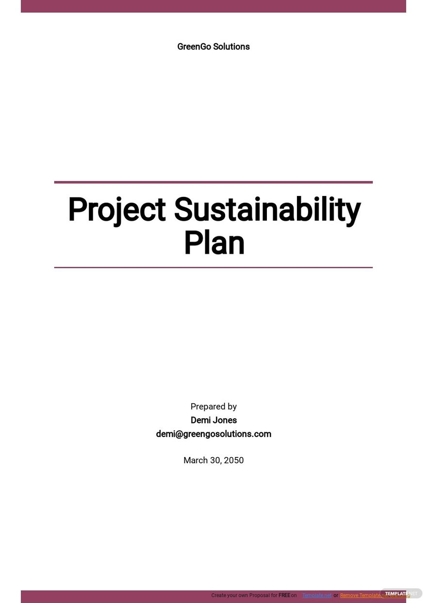 Sustainability Plan Template Google Docs Word Apple Pages 