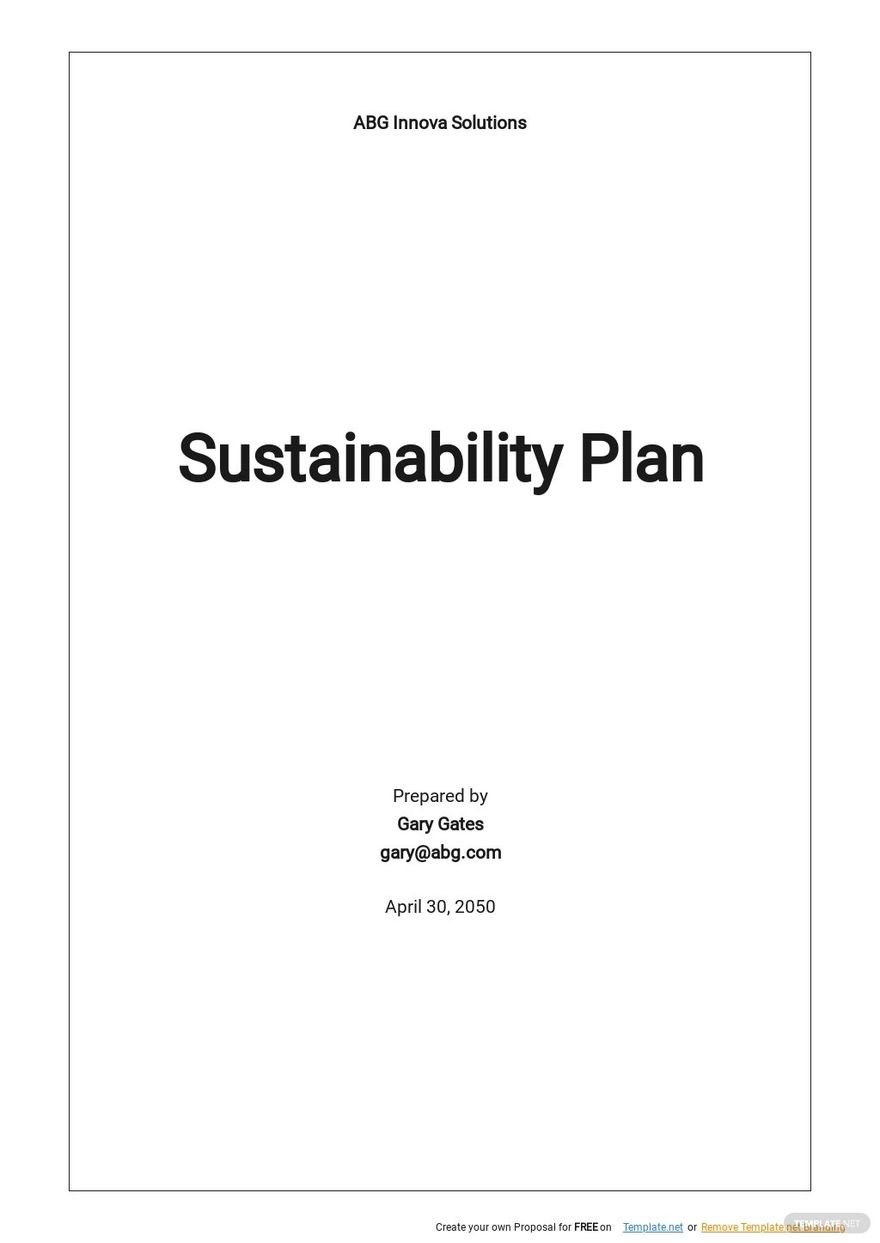 Free Sample Sustainability Plan Template Google Docs, Word, Apple