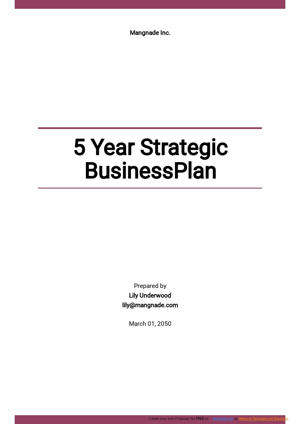 sample 5 year strategic business plan