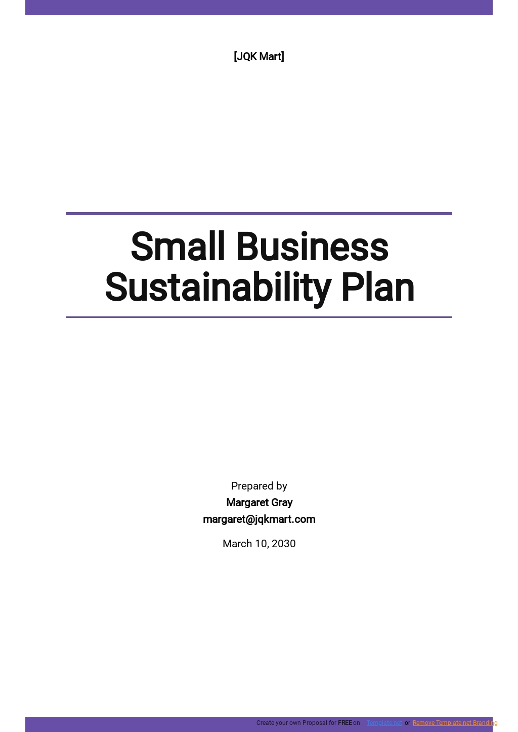 Sustainability Plan Template Example