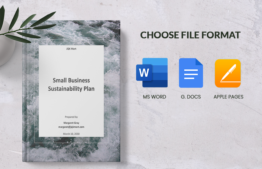 Small Business Sustainability Plan Template in Word Google Docs Pages