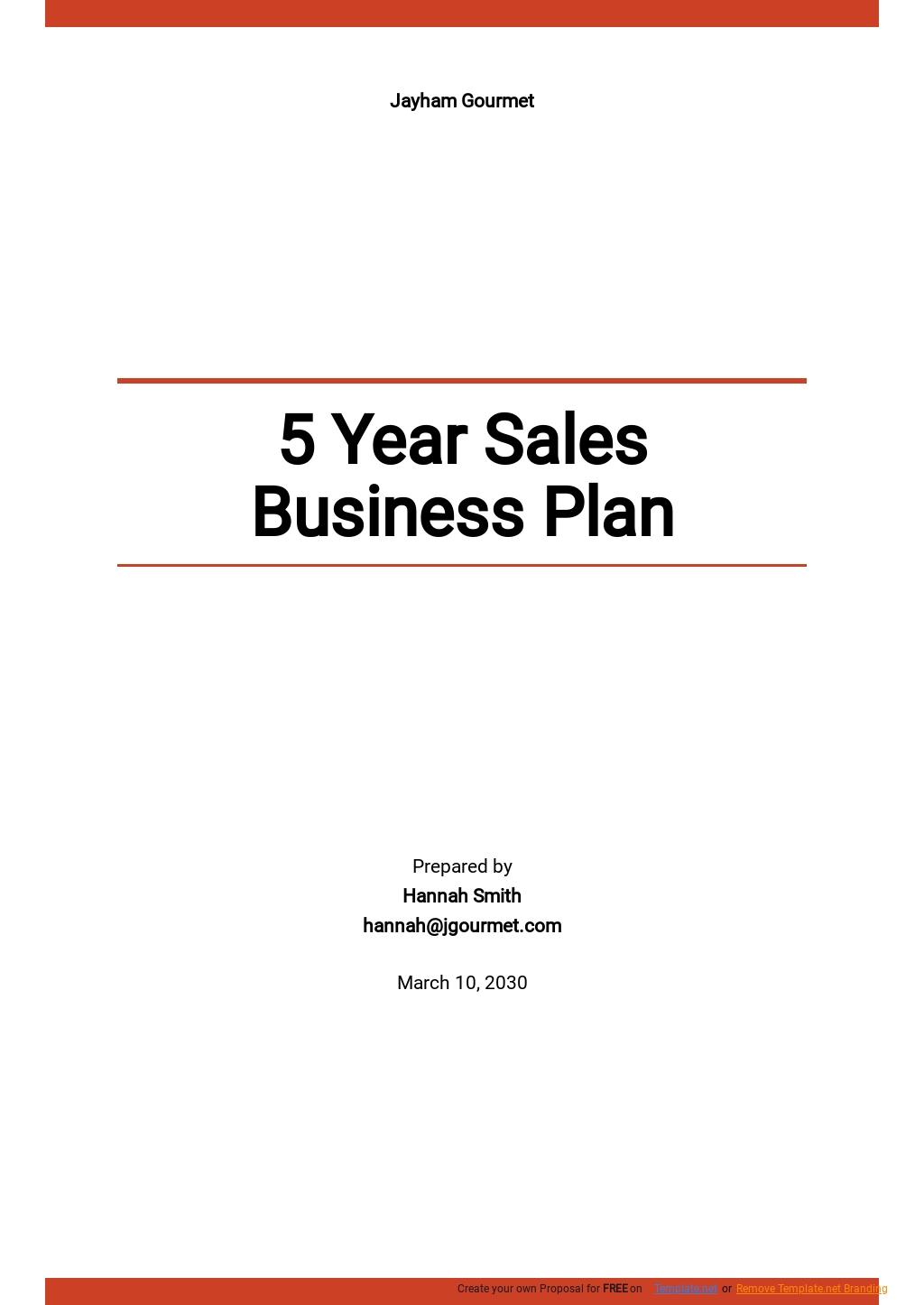 5 Year Sales Business Plan Template Google Docs, Word, Apple Pages