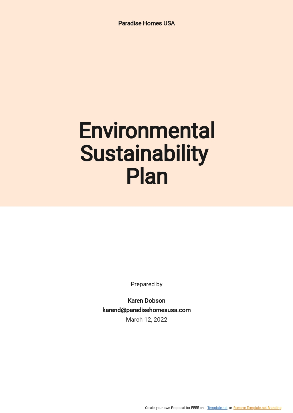 Environmental Sustainability Plan Template Google Docs, Word, Apple