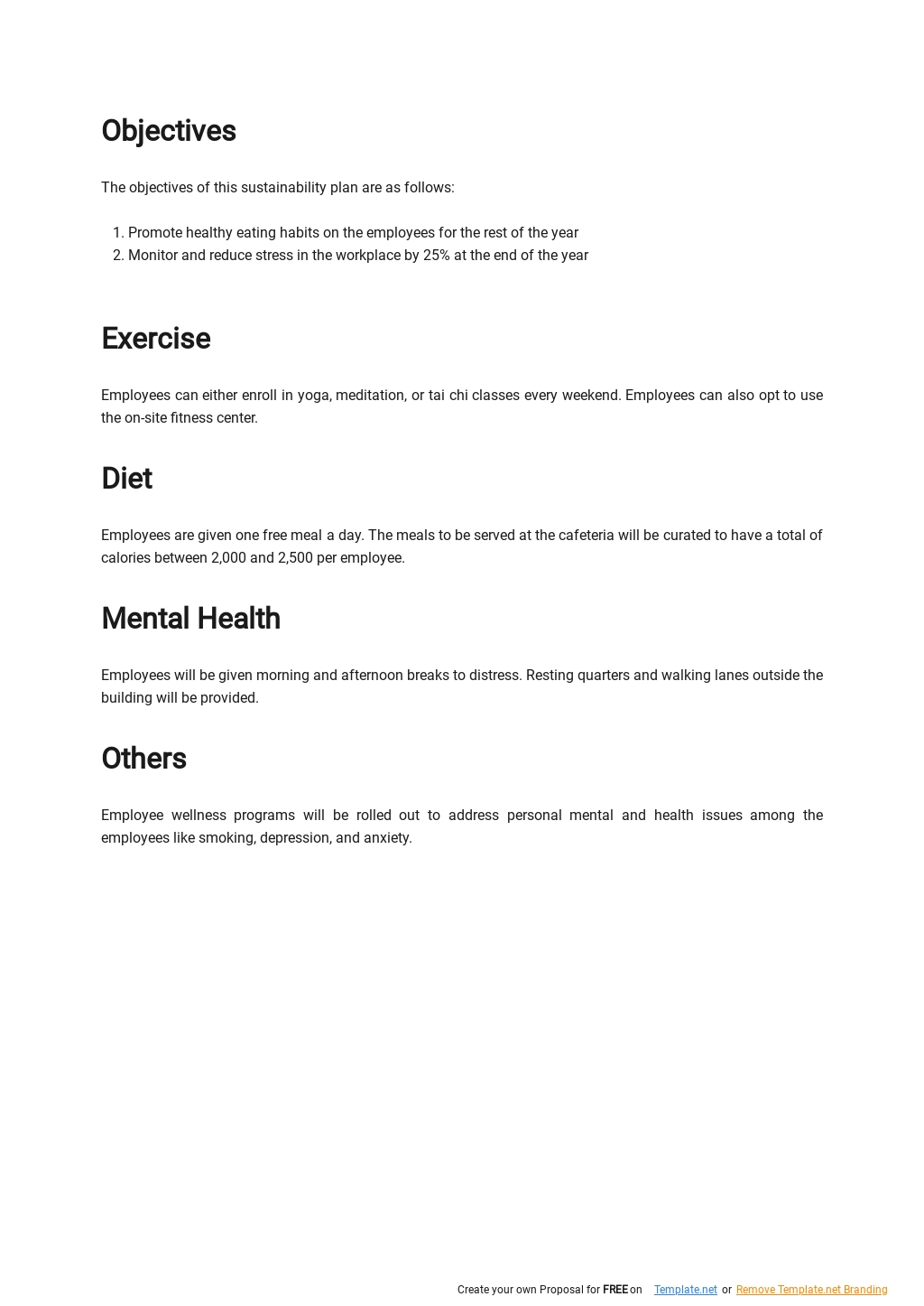 Corporate Wellness Plan Template Google Docs Word Apple Pages