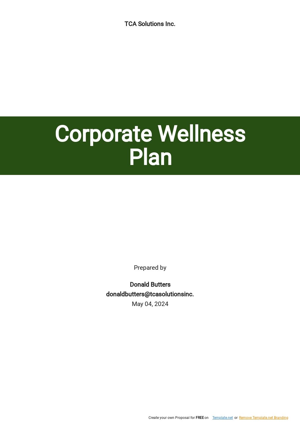 Corporate Wellness Plan Template