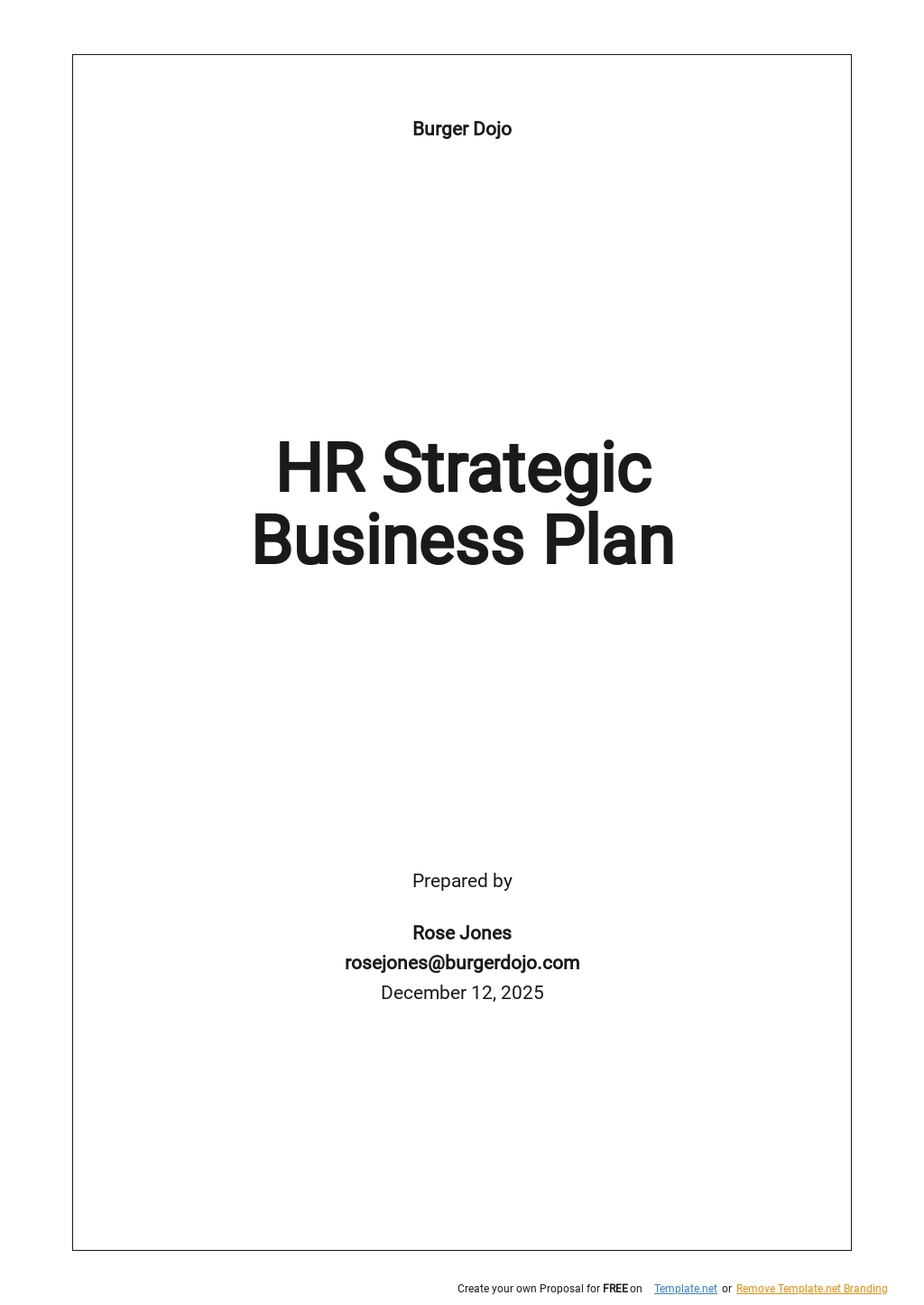  Hr Business Plan Template 