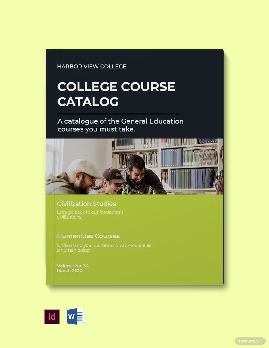 College Course Catalog Template in Word, InDesign