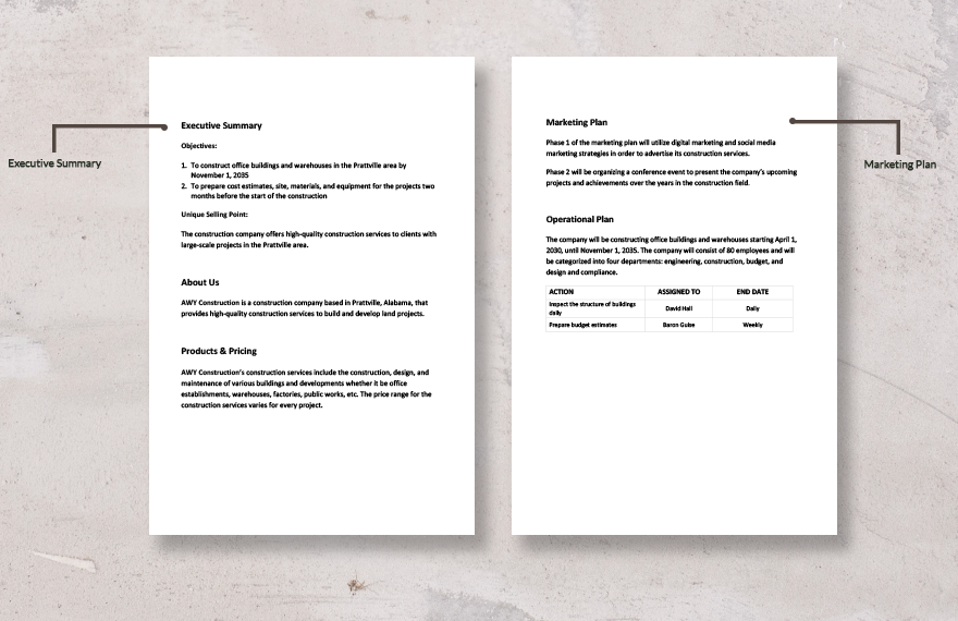 5 Year Construction Business Plan Template